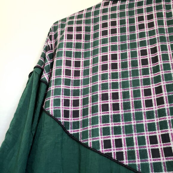 Colorblock Windbreaker Jacket Patchwork Forest Green / Multicolor Print Size XLP - Picture 3 of 9